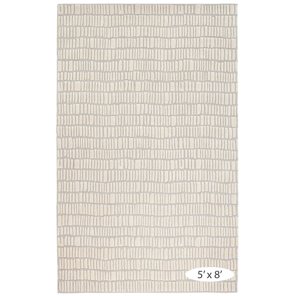 The Roark Ivory Rug design of this luxurious, plush wool rug conjures surfaces of ancient hand-laid rock walls. The contrast between stone and mortar is further represented by the meticulously tufted high and low levels of the velvety hand-sheared pile. Amethyst Home provides interior design services, furniture, rugs, and lighting in the Miami metro area.