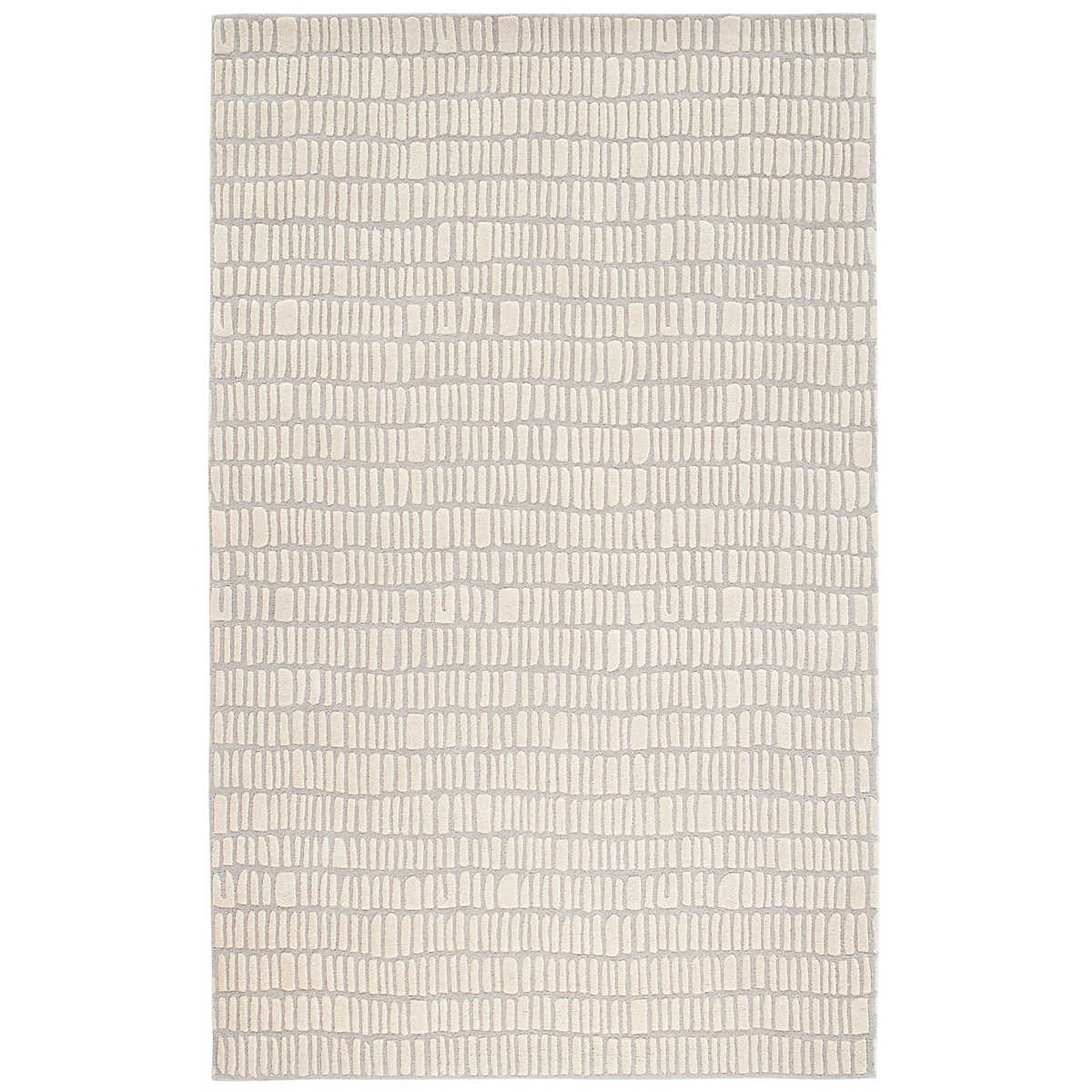 The Roark Ivory Rug design of this luxurious, plush wool rug conjures surfaces of ancient hand-laid rock walls. The contrast between stone and mortar is further represented by the meticulously tufted high and low levels of the velvety hand-sheared pile. Amethyst Home provides interior design services, furniture, rugs, and lighting in the Salt Lake City metro area.