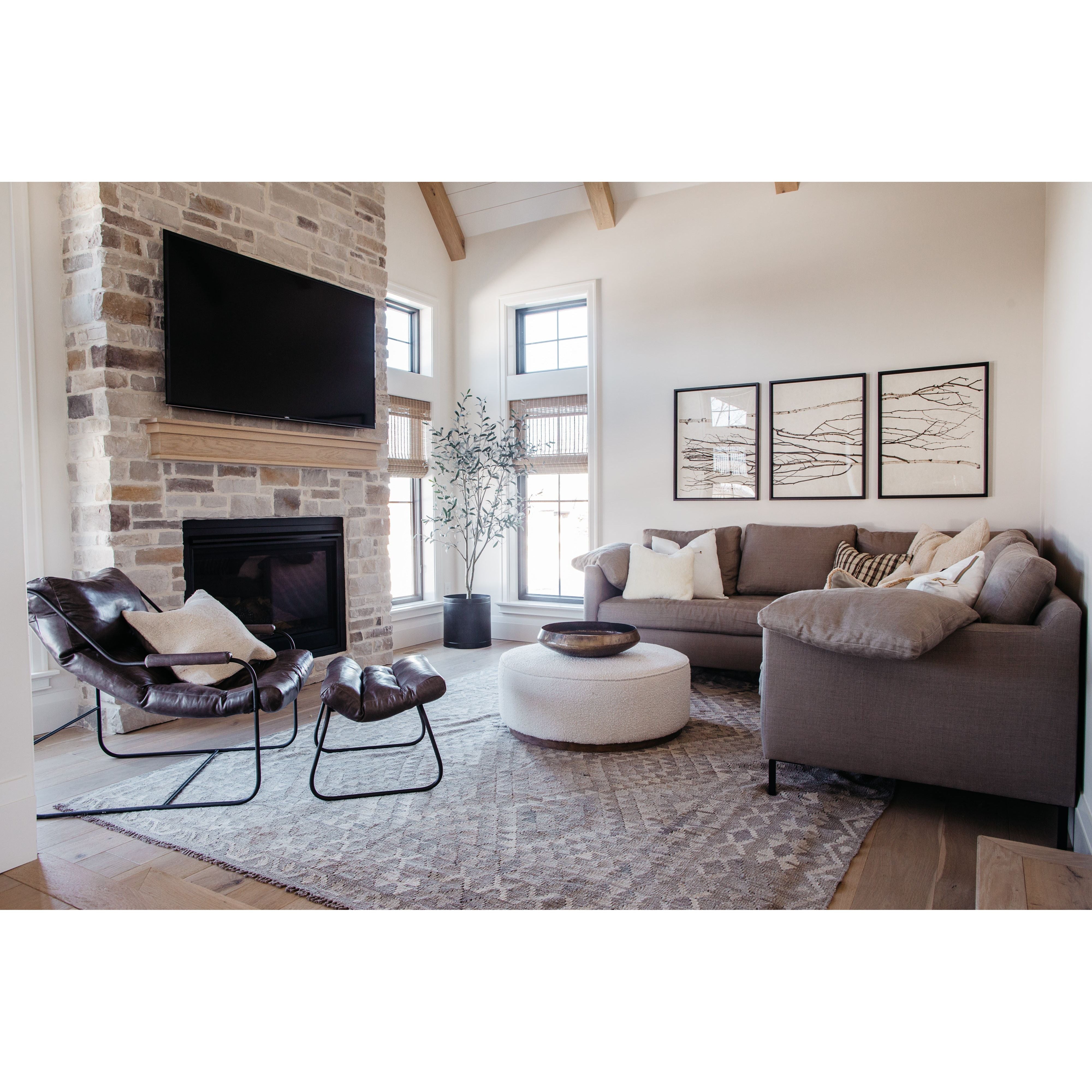 Each triptych of gorgeous birch branches is comprised of three panels with a black frame on natural paper. Where applicable, trilogies are signed on the corner so that they can be hung either vertically or horizontally. Orientation for signatures and hangers will follow the images on the left.  Framed size per panel: 24" x 31.5" Overall size*: 31.5 x 74  * Overall size includes three black framed panels with one inch of spacing in between 