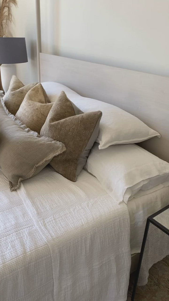 Crafted in Portugal, the Nantucket White Matelasse by Pom Pom at Home is a modern take on the matelasse with its beautiful interwoven weave. We love the soft, puckered appearance this brings to a bedroom.  100% cotton. Machine wash cold; tumble dry low; warm iron as needed. Do not bleach