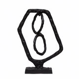 This Cast Iron Abstract Sculpture adds so much interest to any shelf, nook, or decorative area.   Size: 7.75"L x 2.75"W x 11"H