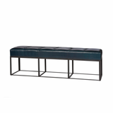 We're obsessed with the look of the metal base and leather cushion. The Cruz Bench from Cisco Brothers adds a sophisticated look to any space. Priced and pictured in a grade 500 leather Bronson Blue.  Overall: 48"w x 16"d x 19"h Seat Height: 19"h