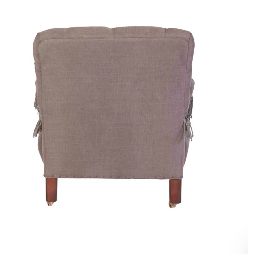 The fringe detail on the arms of this JD Coop Chair by Cisco Home brings a fun twisty to traditional seating. We'd love to see a pair of these featured in your living room, office, or other space!  Overall: 30"w x 33"d x 31"h