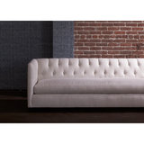 A sleek update on a living room staple, the Kenso Upholstered 84" Sofa by Cisco Home perfectly blends modern and traditional styles. It strikes a boxy silhouette, softened by the tufted back and inviting bench seating. It’s tapered button leg style rounds out the design.  Overall: 84"w x 35"d x 29"h