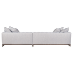 This Richard Sectional by Cisco Home is a modern classic that features a stunning tufted back and large bench seating. The Waterfall Seat Cushions offer ideal support and comfort for you and your guests. The metal base adds an element of interest to the frame, making the Richard the perfect centerpiece.  Overall: 126"w x 56"d x 26.5"h