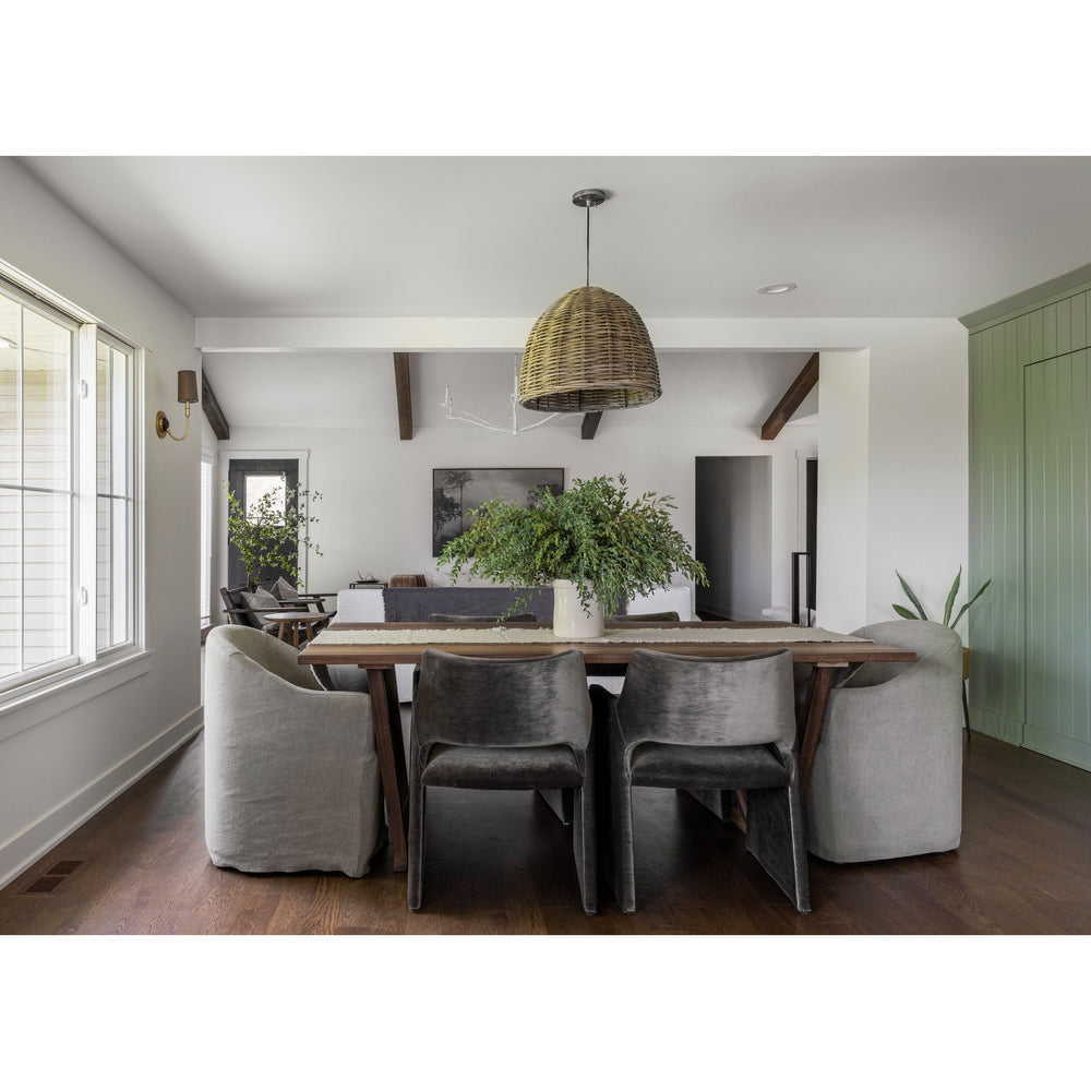 Heather Twill Stone Dining Chair with Casters