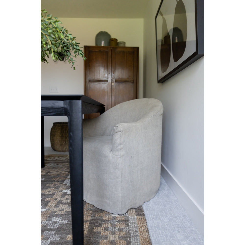 Heather Twill Stone Dining Chair with Casters