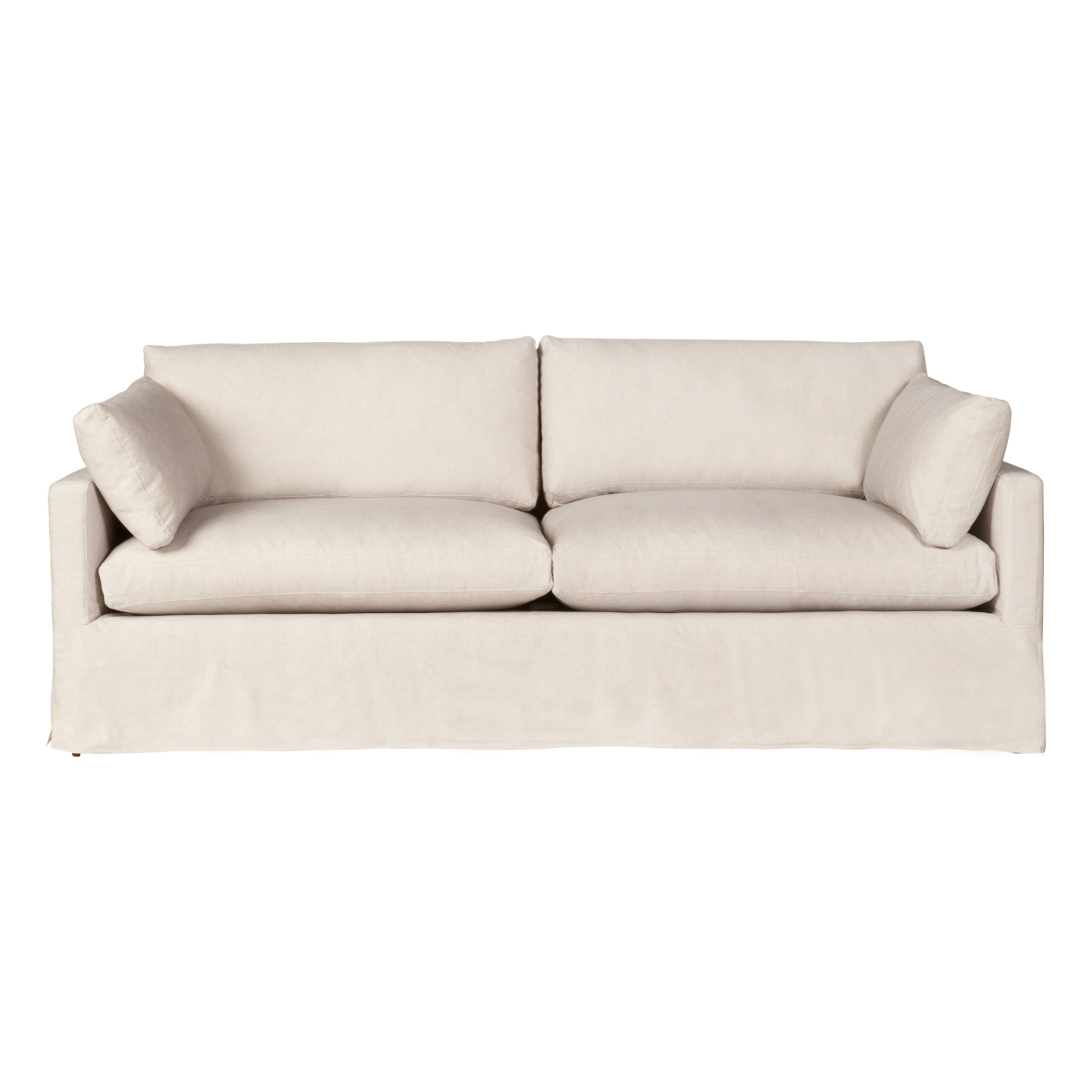 78"w x 31"h x 40"d Seat Space: 56"w x 26"d x 20"hThis Louis sofa is a shop favorite -- simply beautiful and so comfortable for the modern family!  The Louis Sofa blends modern and coastal aesthetics with clean lines, a straight skirt, and a subtle 2" slit. It’s two-over-two cushions provide the perfect seating to catch up with old friends or entertain new ones. Photographed in Logan Silver.