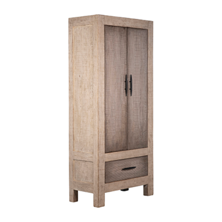 With three shelves and a drawer for ample space, this Bennett Cabinet brings is both beautiful and functional. We love the rustic appeal the reclaimed pine brings to the space.  Reclaimed Pine  White Grey Washed