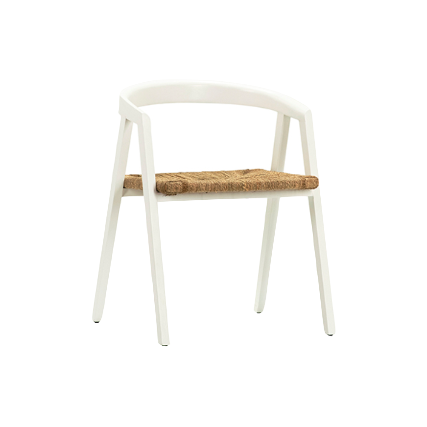 A new spin on the Hansen Dining Chair, we love how light and bright this Harlene Dining Chair is.  Oak Sea Grass White Stained Frame with Woven Sea Grass Seat