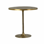 We love the antique feel the Heviz Bistro Table gives to a room. This bistro style dining table is perfectly sized for a cozy nook.  ALUMINUM, BRASS ANTIQUE TOP THICKNESS 1" BASE 18" Size: 31"l x 31"d x 30"h