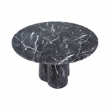 Modern and elegant, this Selina Round Dining Table is sure to elevate the look for any dining room or kitchen area.  Concrete Water Transfer Marble Black with White Veins
