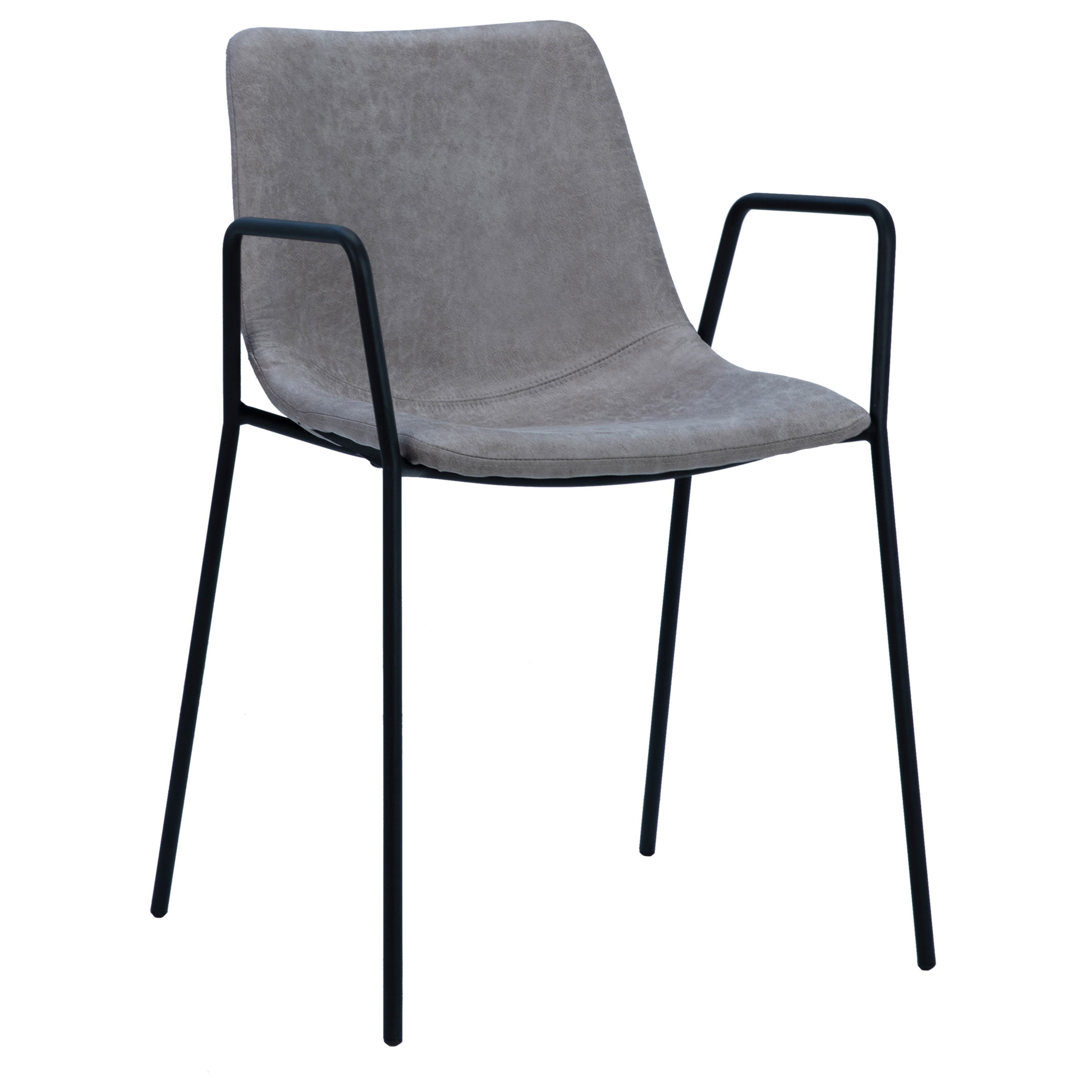 Simple yet striking, this dining chair is ideal for your contemporary dining area. Featuring PU leather seating in a light grey color and a sleek black metal frame. This dining chair is the ultimate seating option for your modern space. Amethyst Home provides interior design, new home construction design consulting, vintage area rugs, and lighting in the Nashville metro area.