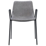 Simple yet striking, this dining chair is ideal for your contemporary dining area. Featuring PU leather seating in a light grey color and a sleek black metal frame. This dining chair is the ultimate seating option for your modern space. Amethyst Home provides interior design, new home construction design consulting, vintage area rugs, and lighting in the Seattle metro area.
