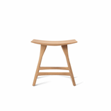 We love the versatility of this Oak Osso Stool. This offers comfortable seating in your dining room, by itself near a sofa, or use for styling purposes in your bedroom!  Dimensions: 20"w x 13"d x 19"h  Seat Height: 18"  Material: Oak Finish: Oiled