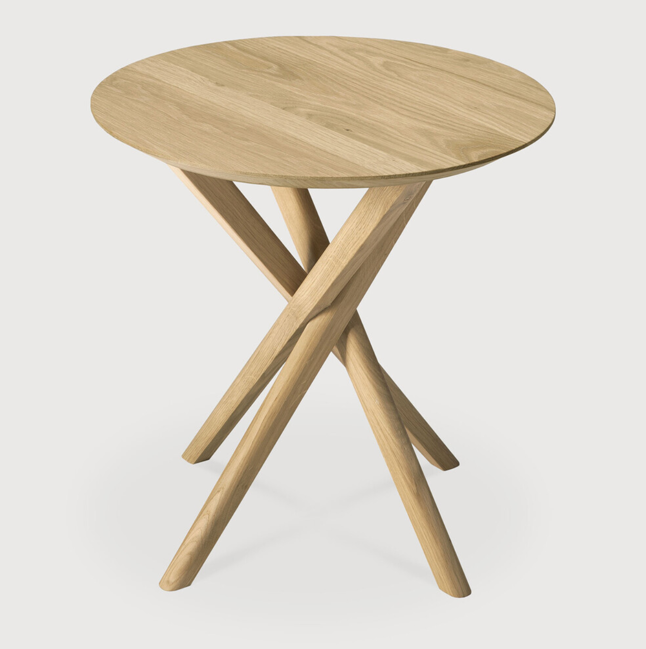 Designed by Alain van Havre, this Oak Mikado Side Table brings a unique sense of balance and symmetry to any space. Place on the side of your favorite sofa or accent chair to complete the look!   Dimensions: 20"w x 20"d x 20"h   Material: Oak  Finish: Oiled