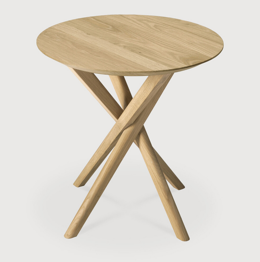 Designed by Alain van Havre, this Oak Mikado Side Table brings a unique sense of balance and symmetry to any space. Place on the side of your favorite sofa or accent chair to complete the look!   Dimensions: 20"w x 20"d x 20"h   Material: Oak  Finish: Oiled