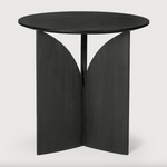 The Teak Fin Side Table is a favorite! It looks like different sculptures from every angle. We love seeing this table as a sculptural accent to your living space or office. It could even make a beautiful nightstand!   Designed by Alain van Havre  Dimensions: 20"w x 20"d x 20"h  Weight: 13 lbs  Material: Teak Finish: Varnished