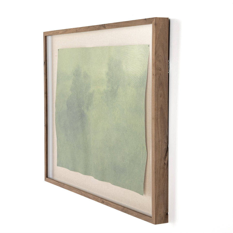 Inspired by the Texas Hill Country, Austin-based artist and registered nurse Aileen Fitzgerald paints atmospheric landscapes reminiscent of early Impressionism with a heavy emphasis on light. This After the Rain Art features a loose canvas pinned within a rustic walnut frame for a museum-quality look.   This item is made to order in Austin, Texas and will be ready to ship within one week.   Overall Dimensions: 40.00"w x 2.50"d x 30.00"h