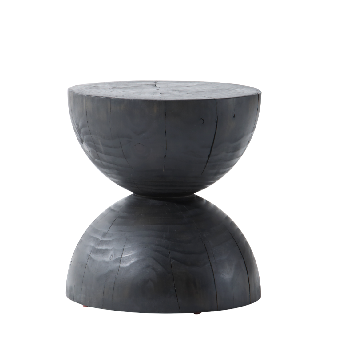 Solid black-finished pine sculpts an hourglass silhouette for an organic look with ths Aliza End Table. Makes for a handy extra surface solo or paired! Due to materials' natural essence, cracks are to be expected and may develop over time. Knots, color variance and stain will vary from piece to piece - no two are alike.