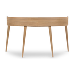 Featuring Armstrong Desk - Burnished Oak by Four Hands at Amethyst Home. With dramatically tapered legs and a slender silhouette, this Armstrong Desk - Burnished Oak is made of light-burnished oak and places a femme, functional twist on mid-century styling. Dual drawers plus an open center cubby for handy office supply storage.
Overall Dimensions: 55.5.  Amethyst Home provides interior design, new home construction design consulting, vintage area rugs, and lighting in the Winter Garden metro area.