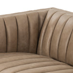 This Augustine 97" Sofa - Palermo Drift features dramatically channeled upholstered in taupe top-grain leather. We love the crisp, clean look and sumptuous sit this offers to a space!   Size: 97"w x 35"d x 26.5"h
