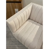 You will love the dramatic channeling of this Augustine Cream Swivel Chair. The swivel feature sets this apart from other chairs and is a great choice for any living room or media room. This chair is comfort wrapped in soft linen blend making this everyone's favorite chair.  Overall Dimensions: 32.00"w x 34.00"d x 26.50"h