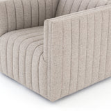 You will love the dramatic channeling of this Augustine Swivel Chair - Orly Natural. The swivel feature sets this apart from other chairs and is a great choice for any living room or media room. This chair is comfort wrapped in soft linen blend making this everyone's favorite chair.  Overall Dimensions: 32.00"w x 34.00"d x 26.50"h