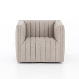 You will love the dramatic channeling of this Augustine Swivel Chair - Orly Natural. The swivel feature sets this apart from other chairs and is a great choice for any living room or media room. This chair is comfort wrapped in soft linen blend making this everyone's favorite chair.  Overall Dimensions: 32.00"w x 34.00"d x 26.50"h