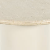 Simply sophisticated with this Belle Round Dining Table - Cream Marble. This bistro-style table inspired by 1970s Italian design features an ivory-finished iron base and supports a rounded tabletop of cream-colored solid marble for a fresh, monochromatic look that pairs with just about anything.  Overall Dimensions: 38.00"w x 38.00"d x 30.00"h