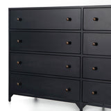 The brass knobs on this Belmont Black 8 Drawer Metal Dress give it a classy, antique look while also being the perfect vessel to store your clothes  Size: 70"w x 18.5"d x 38.5"h Colors: Black Materials: IronThe brass knobs on this Belmont Black 8 Drawer Metal Dress give it a classy, antique look while also being the perfect vessel to store your clothes  Size: 70"w x 18.5"d x 38.5"h Colors: Black Materials: Iron