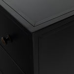 The brass knobs on this Belmont Black 8 Drawer Metal Dress give it a classy, antique look while also being the perfect vessel to store your clothes  Size: 70"w x 18.5"d x 38.5"h Colors: Black Materials: Iron