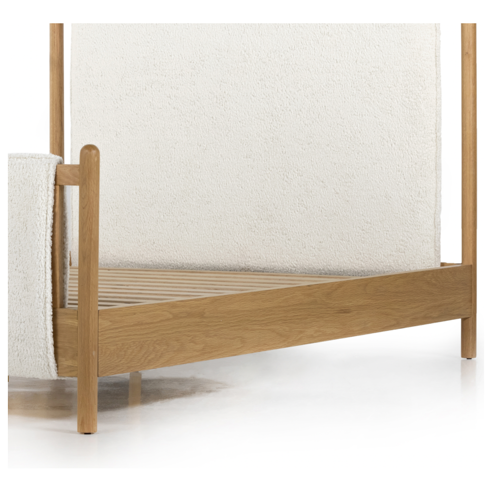 Featuring Bowen Bed by Four Hands at Amethyst Home. Bring a cozy hygge vibe to the bedroom with this textured Bowen Bed. Framed by light-finished solid oak, a sling-style bed features faux shearling head and foot boards -- sure to elevate any bedroom. 
Queen Overall Dimensions: 64.25"W x 87.25"L x 48"HKing Overall Dimensions: 80.25"W x 88.50"L x 48"H
Colors:.  Amethyst Home provides interior design, new home construction design consulting, vintage area rugs, and lighting in the Houston metro area.