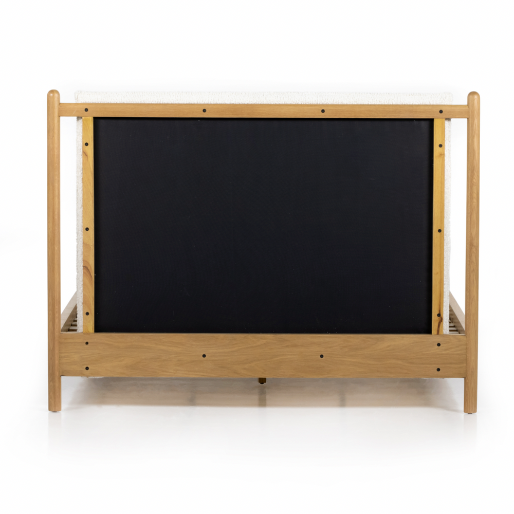 Featuring Bowen Bed by Four Hands at Amethyst Home. Bring a cozy hygge vibe to the bedroom with this textured Bowen Bed. Framed by light-finished solid oak, a sling-style bed features faux shearling head and foot boards -- sure to elevate any bedroom. 
Queen Overall Dimensions: 64.25"W x 87.25"L x 48"HKing Overall Dimensions: 80.25"W x 88.50"L x 48"H
Color.  Amethyst Home provides interior design, new home construction design consulting, vintage area rugs, and lighting in the San Diego metro area.