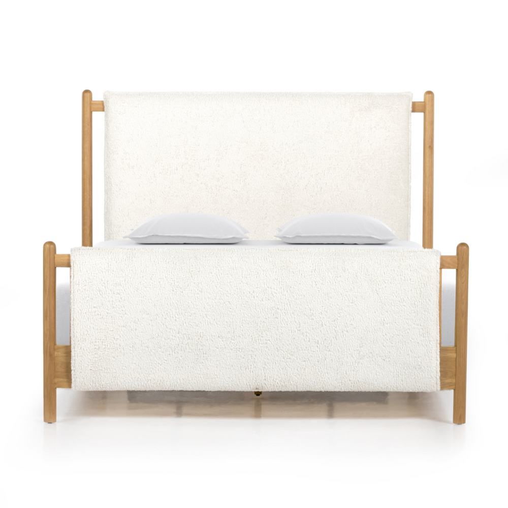 Featuring Bowen Bed by Four Hands at Amethyst Home. Bring a cozy hygge vibe to the bedroom with this textured Bowen Bed. Framed by light-finished solid oak, a sling-style bed features faux shearling head and foot boards -- sure to elevate any bedroom. 
Queen Overall Dimensions: 64.25"W x 87.25"L x 48"HKing Overall Dimensions: 80.25"W x 88.50"L x 48"H
Colo.  Amethyst Home provides interior design, new home construction design consulting, vintage area rugs, and lighting in the Scottsdale metro area.