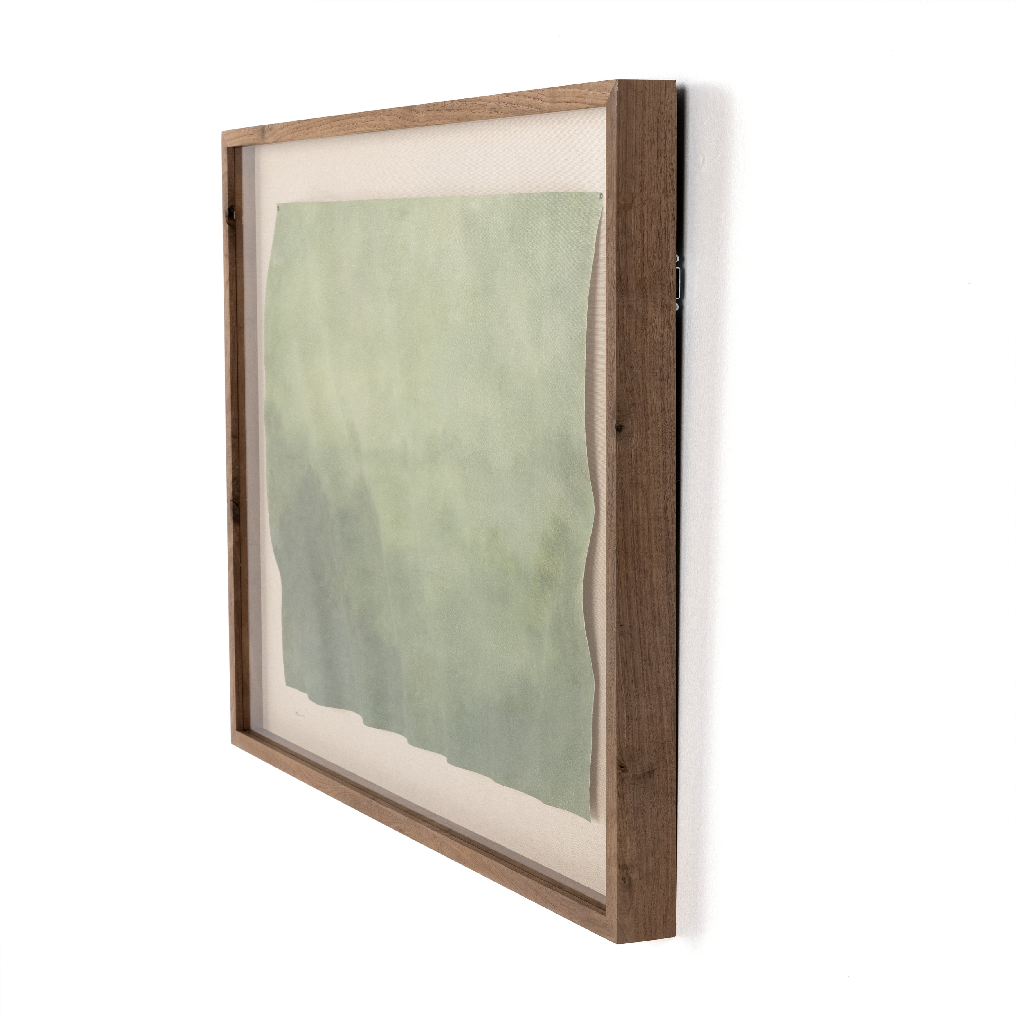 Inspired by the Texas Hill Country, Austin-based artist and registered nurse Aileen Fitzgerald paints atmospheric landscapes reminiscent of early Impressionism with a heavy emphasis on light. This Breathing Room Art features a loose canvas pinned within a rustic walnut frame for a museum-quality look.  This item is made to order in Austin, Texas and will be ready to ship within one week.  Overall Dimensions: 40.00"w x 2.50"d x 30.00"h
