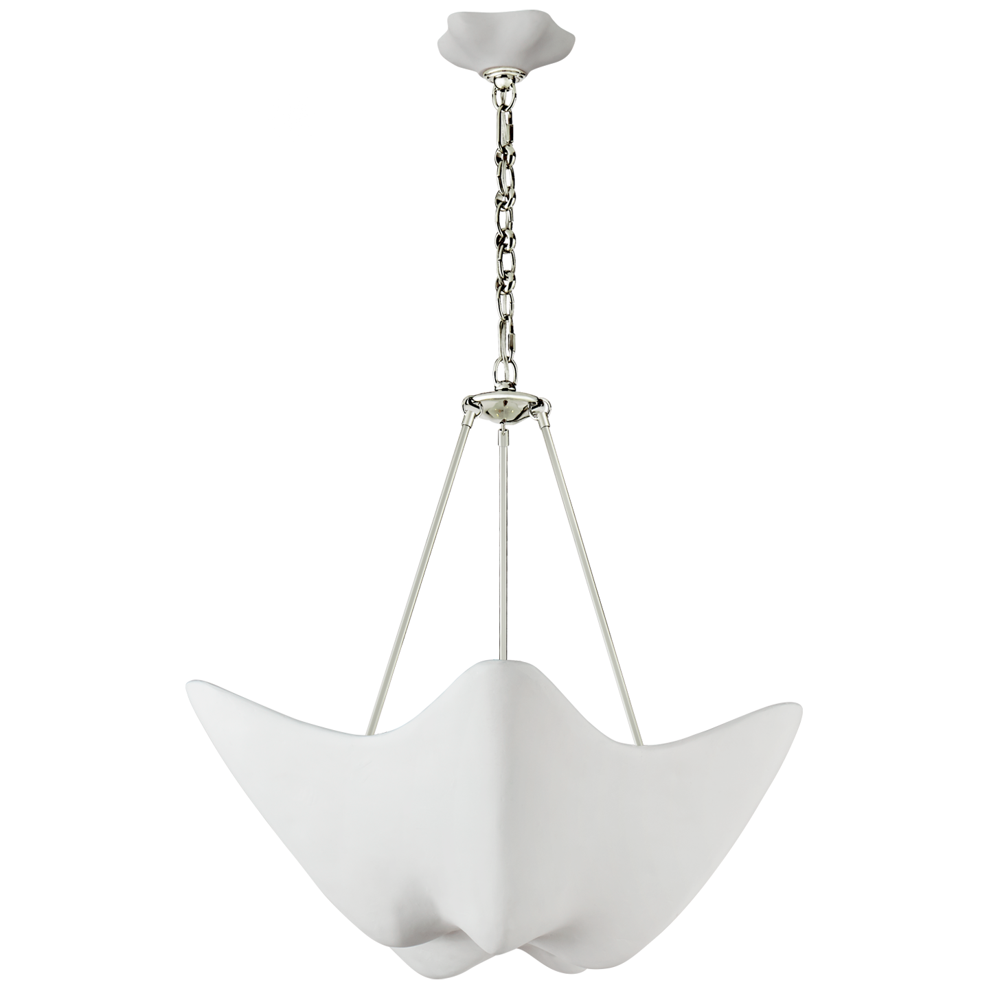 The Cosima Medium Chandelier has a unique, abstract shape. Hang in your bedroom, over the kitchen island, or another area to bring some fun light to the space.   Designer: AERIN  Height: 27.25" Width: 28" Canopy: 6.25" Pentagon Socket: 5 - E12 Candelabra Wattage: 5 - 40 B11
