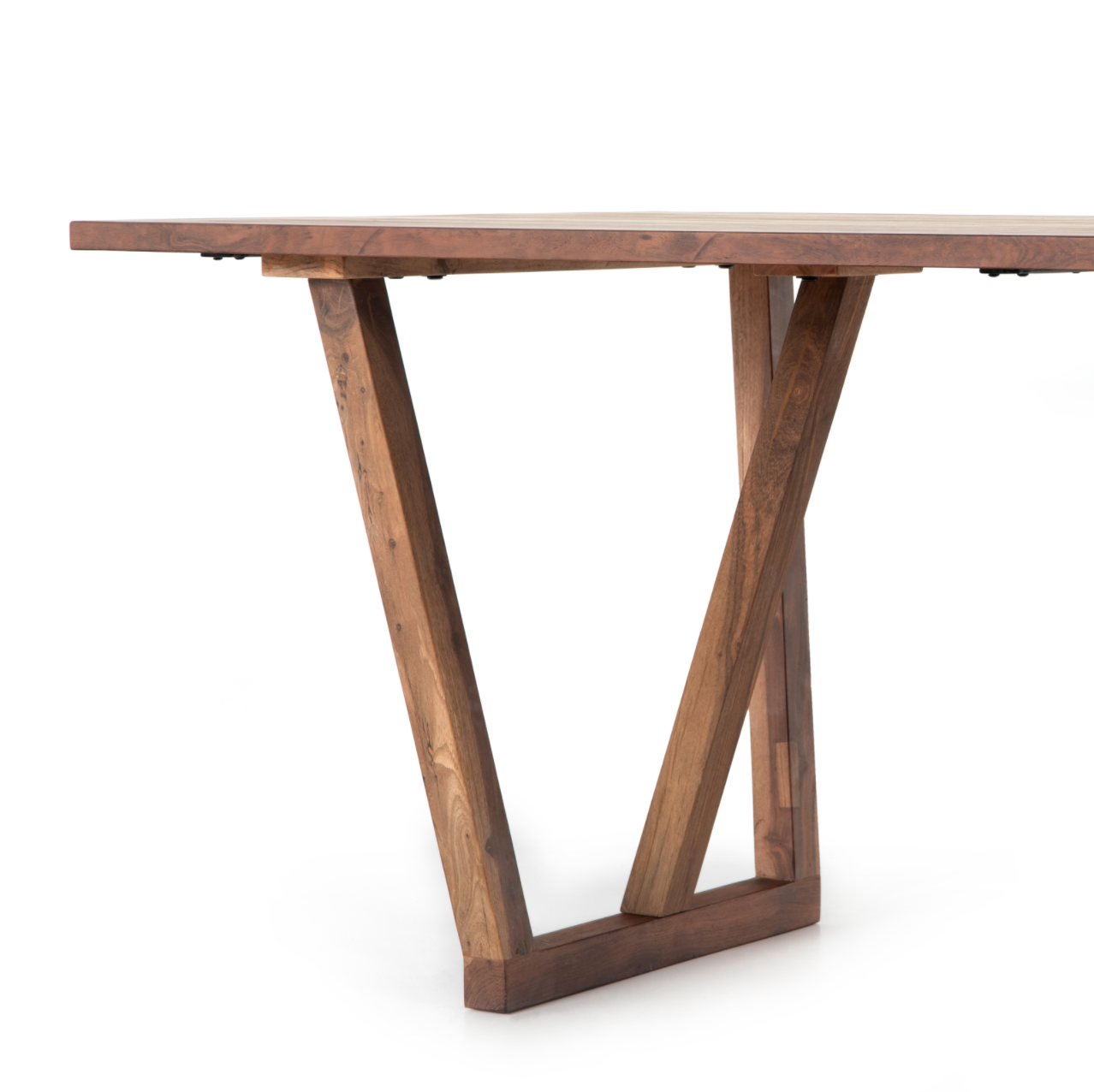 We love the reverse A-frame base of this Cyril Dining Table - Natural Reclaimed. Made of mixed reclaimed woods, each with unique graining, this is the perfectly sized table for intimate dinners or as a spacious open-style desk.  Overall Dimensions: 78.00"w x 38.00"d x 30.00"h