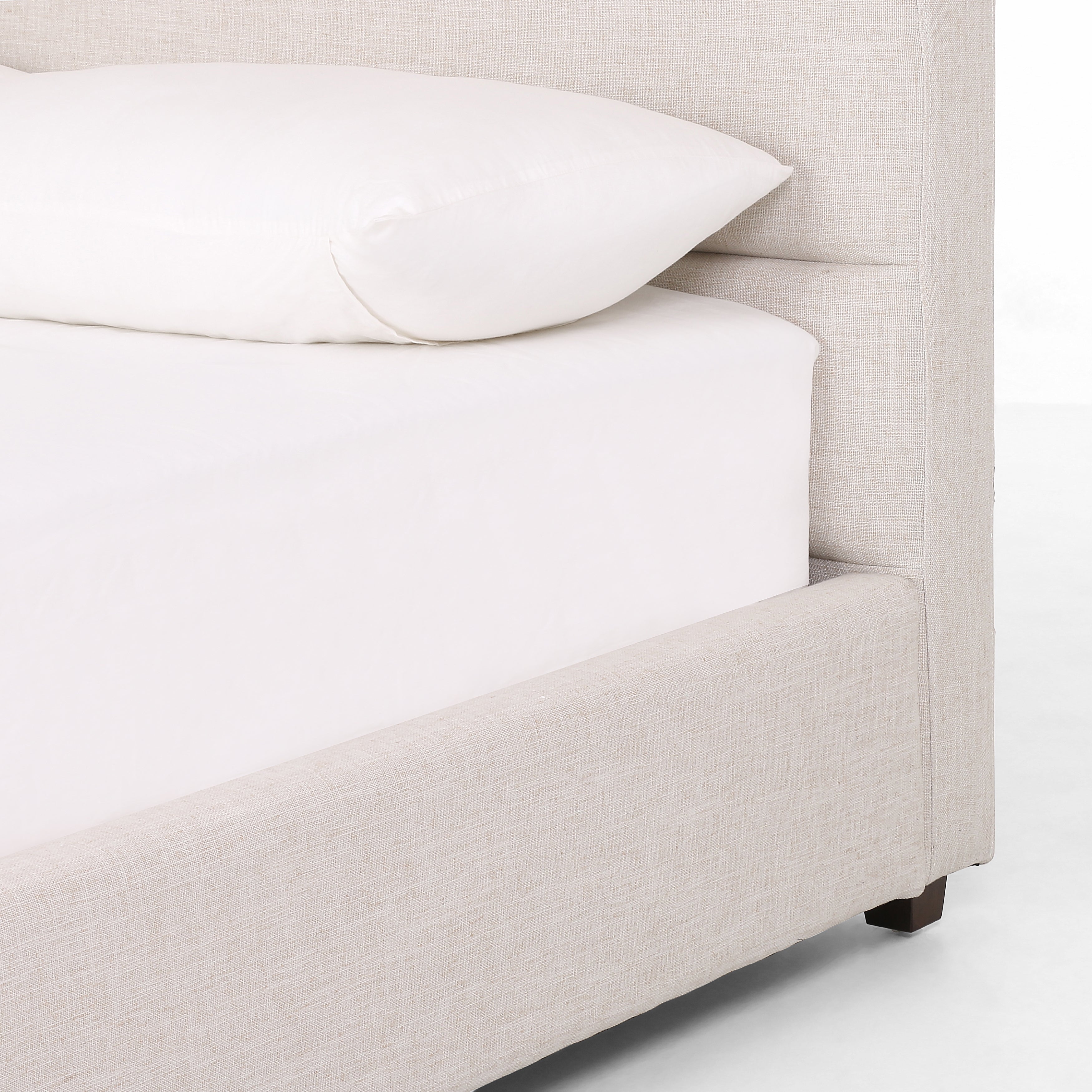 We love the tall, elegant look of this Daphne Bed - Cambric Ivory. Horizontal channeling lends a linear, textured look to luxurious performance-grade upholstery - sure to elevate the look of any bedroom!  Overall Queen Dimensions: 66.75"w x 89.50"d x 59.00"h Overall King Dimensions: 83.00"w x 89.50"d x 59.00"h