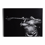 This exciting art piece perfectly highlights the rock and roll spirit encased in a black maple frame.  Each piece is made to order and takes approximately two weeks to ship.  Size: 48.00"w x 2.50"d x 36.00"h Colors: Black Maple, Photo Paper Materials: American Maple, Paper