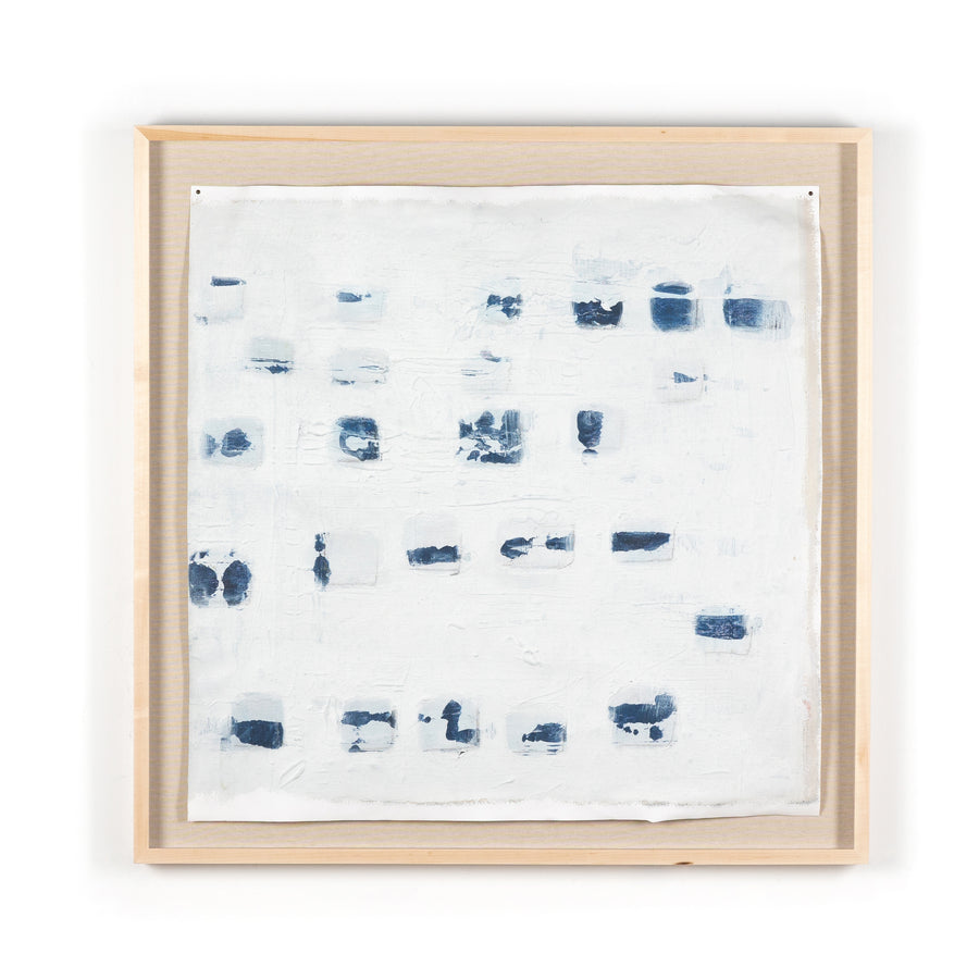 We love the textured look of this Faded Art. The Nashville-based artist Jamie Beckwith creates contemporary pieces inspired by nature, travel and architecture. With a focus on the repetition of patterns and shapes, Beckwith favors acrylic paint and graphite for her layer-rich works. Framed in natural maple for a museum-quality look. 