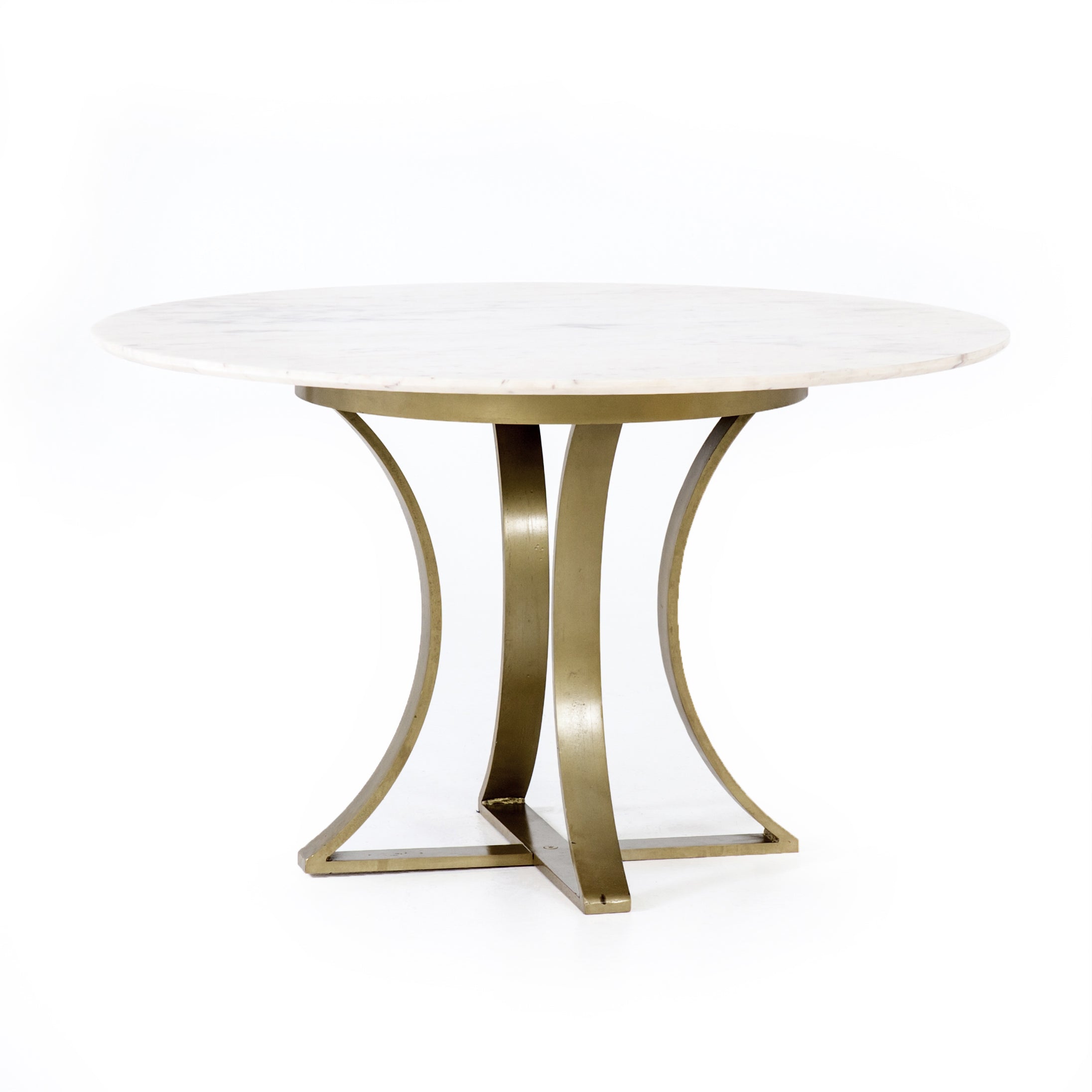 Featuring Gage Dining Table - Polished White Marble by Four Hands at Amethyst Home. Sophisticated materials take a cue from modern geometry. Cast brass iron forms uniquely-curved angles to balance a contrasting polished white marble top. A refined spin on trend-forward design.
Dimensions: 48"W x 48"L x 30"H, or 60"W x 60"L x 30"H 
Colors: Cast Brass, Polish.  Amethyst Home provides interior design, new home construction design consulting, vintage area rugs, and lighting in the Portland metro area.