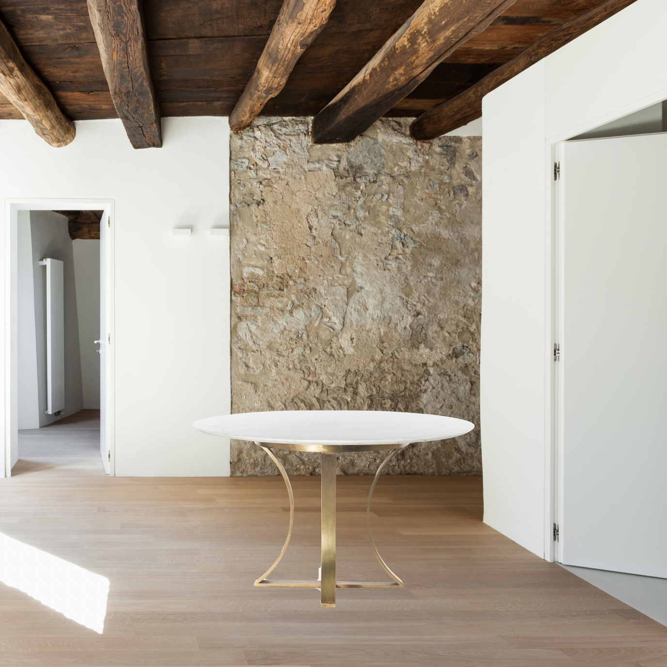 Featuring Gage Dining Table - Polished White Marble by Four Hands at Amethyst Home. Sophisticated materials take a cue from modern geometry. Cast brass iron forms uniquely-curved angles to balance a contrasting polished white marble top. A refined spin on trend-forward design.
Dimensions: 48"W x 48"L x 30"H, or 60"W x 60"L x 30"H 
Colors: Cast Brass, Polished.  Amethyst Home provides interior design, new home construction design consulting, vintage area rugs, and lighting in the Boston metro area.