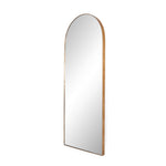 This Georgina Floor Mirror has a beautiful arch with a rose gold-finish aluminum frame. This will be the go-to mirror at home to try on your newest shopping haul or take that shameless selfie in.  Overall Dimensions: 32.00"w x 2.00"d x 80.00"h Colors: Polished Brass, Mirror Materials: Aluminum, Mirror Weight: 110  Please allow 3-4 weeks on shipment for these items. 