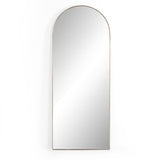 This Georgina Floor Mirror has a beautiful arch with a rose gold-finish aluminum frame. This will be the go-to mirror at home to try on your newest shopping haul or take that shameless selfie in.  Overall Dimensions: 32.00"w x 2.00"d x 80.00"h Colors: Polished Brass, Mirror Materials: Aluminum, Mirror Weight: 110  Please allow 3-4 weeks on shipment for these items. 