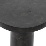 Made from raw black cast aluminum, a dramatically tapered Gino End Table - Raw Black flaunts beautiful high/ low hues and subtle Brutalist vibes. Perfect for setting your book or favorite drink next to.   Overall Dimensions: 13.00"w x 13.00"d x 20.00"h