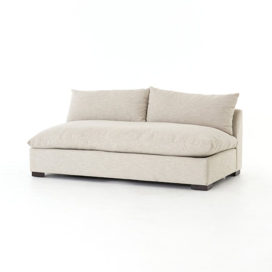 The upholstery of this Grant Armless Piece - Oatmeal is soft, durable, and stain-resistance, making it the perfect choice for families or those who love to cuddle with their furry friends.   Overall Dimensions: 72.00"w x 40.00"d x 31.50"h