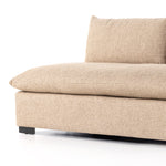 This Grant Armless Sofa - Heron Sand is a new twist to an Amethyst Favorite! With Italian high-performance fabric, inviting, boucle-like texture takes this modern lounging essential to the next level. Armless sofa to matching sectional.  Overall Dimensions: 94.00"w x 40.00"d x 31.50"h