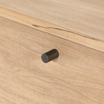 Featuring Isador Media Console - Dry Wash Poplar by Four Hands at Amethyst Home. This Isador Media Console - Dry Wash Poplar is clean, bright and dreamy. Solid dry-washed poplar forms a clean-lined media console with dovetail joinery plus iron and leather hardware, for a fresh look to any living room.
Ample shelving + rear cut outs for cord management bri.  Amethyst Home provides interior design, new home construction design consulting, vintage area rugs, and lighting in the Alpharetta metro area.