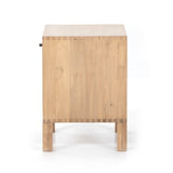This Isador Nightstand - Dry Wash Poplar is clean, bright and dreamy. Solid dry-washed poplar forms a cubed nightstand, with dovetail joinery plus iron and leather hardware for a fresh look to any bedroom.   Overall Dimensions: 23.00"w x 18.00"d x 25.00"h